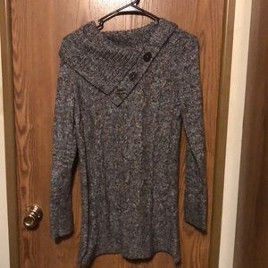 Westport button collar cable knit sweater